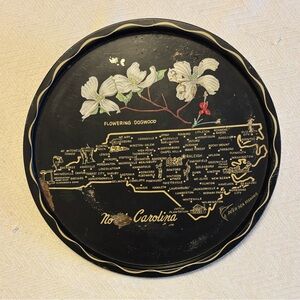 North Carolina Souvenir Plate with Floral Design
